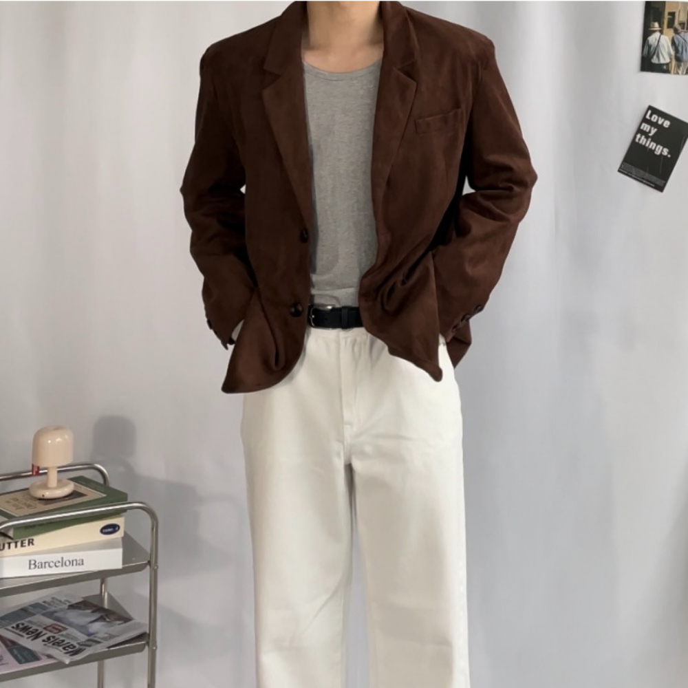 남성 스웨이드블레이저 크롭자켓 데일리룩 가을 남자자켓 이미지 6