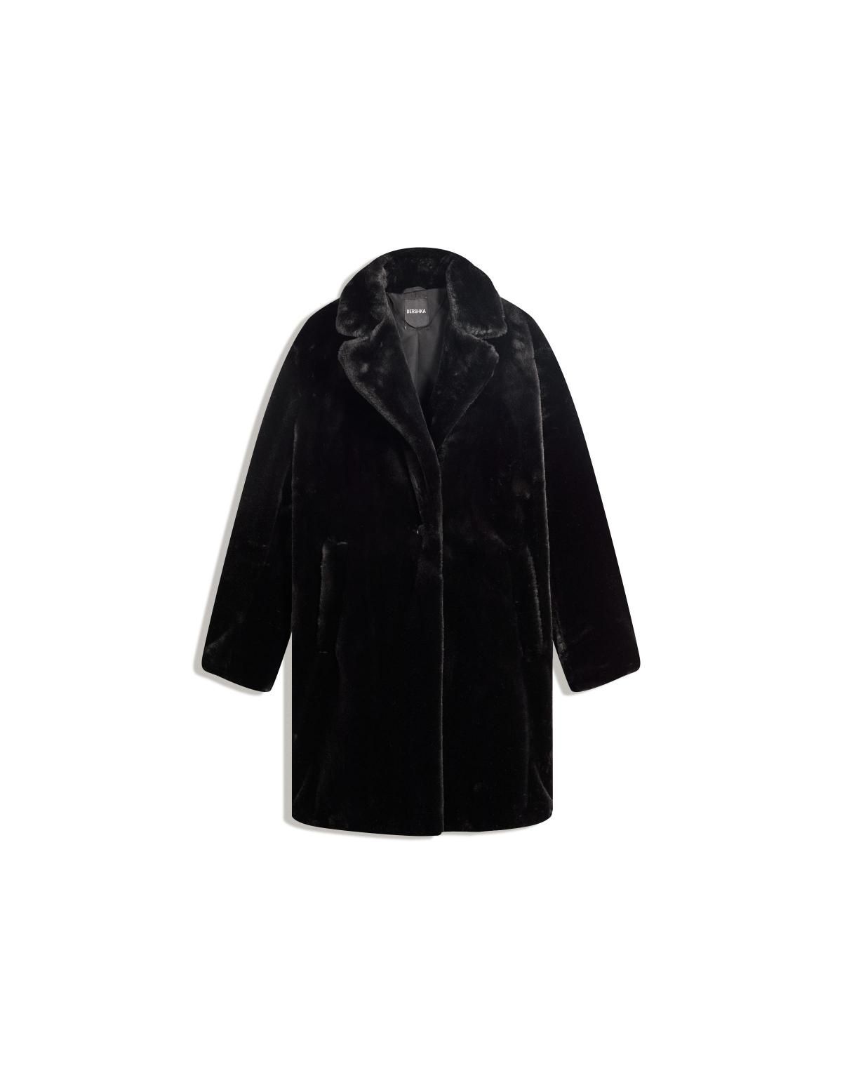 버쉬카 블랙 페이크 퍼 롱 코트 6898/741 BLACK - 메인 이미지
