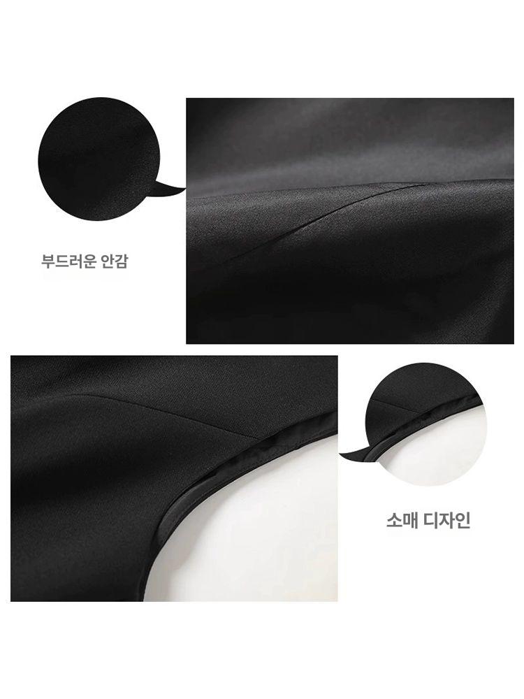 슬림핏 봄여름 조끼 아우터 롱기장 사교 여성정장 자겟 레이어드 하객룩 하객 여성조끼 블랙 S - 상세 이미지 5