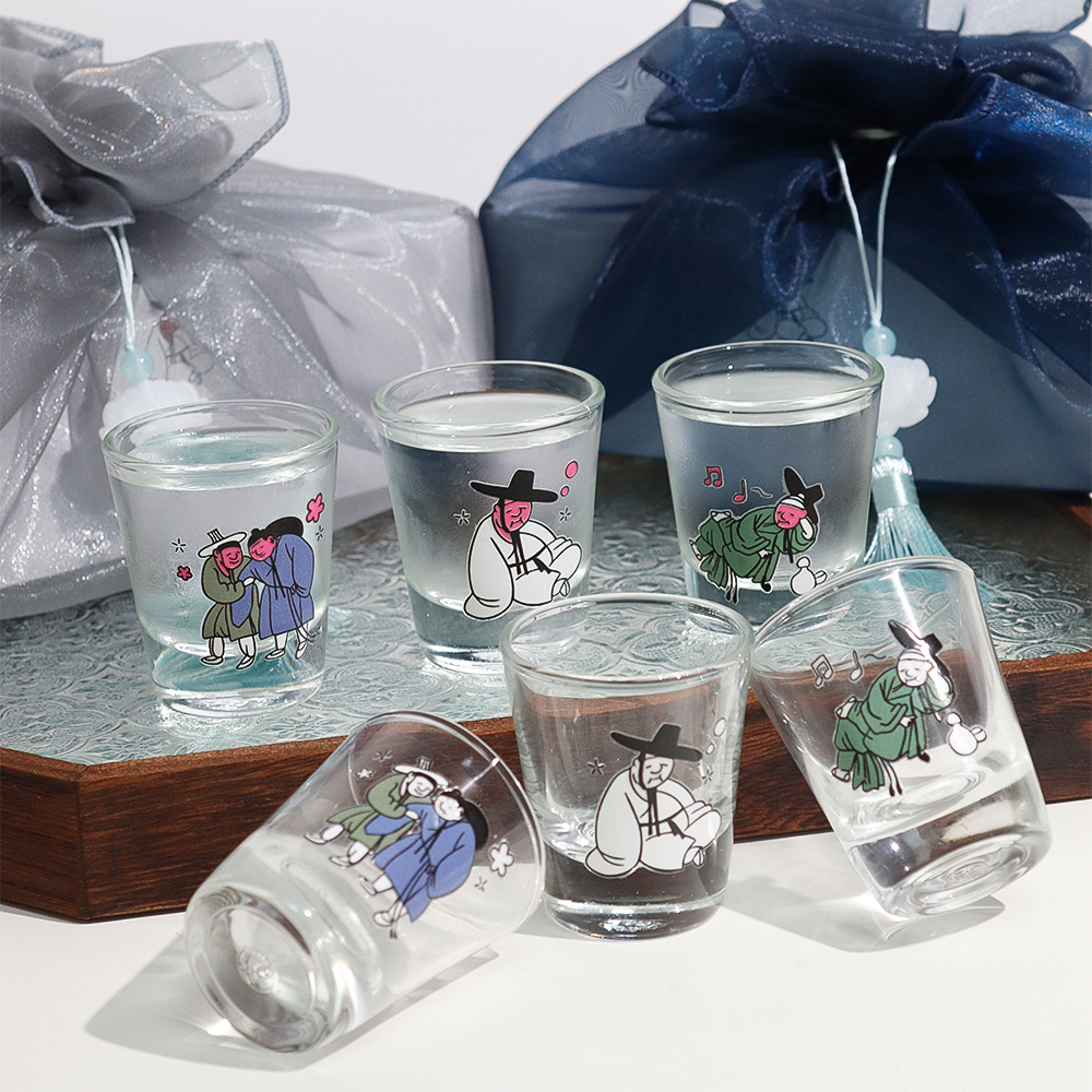 김홍도 변색 소주잔 술잔 3P세트 변온 선물용 위스키