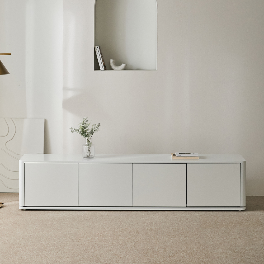 멜리나 하이그로시 높은거실장 2000 2000x400x430mm, 크림화이트