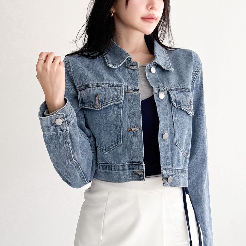 하빈겔 데님자켓 긴팔 흑청 데일리룩 AF0982 - 상세 이미지 2