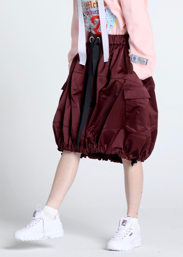 SINCLAIR MERCI PUMPKIN 시그니쳐 사이드포켓 볼륨 스커트 WINE WOMEN - 상품 이미지