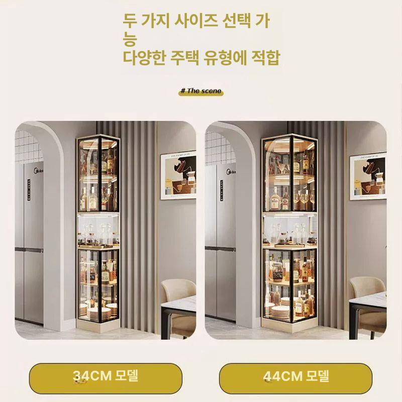 와인장 위스키 장식장 코너 술장 엔틱 수납 유리장 와인 양주 틈새 수납장 와인장식장 라이트럭셔리그레이 444x424x200 - 상세 이미지 4
