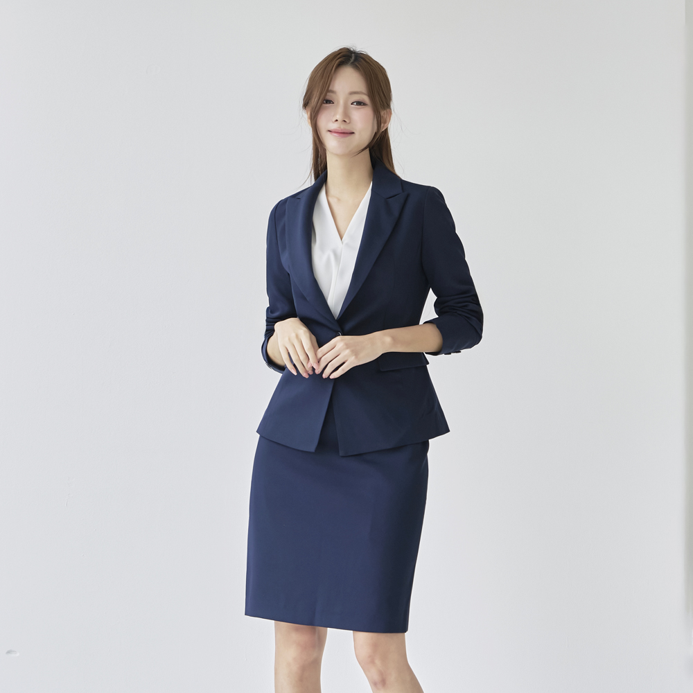 여성 정장 면접 빅사이즈 자켓 스커트 셋업 [심플형 치마 세트] - 상세 이미지 5
