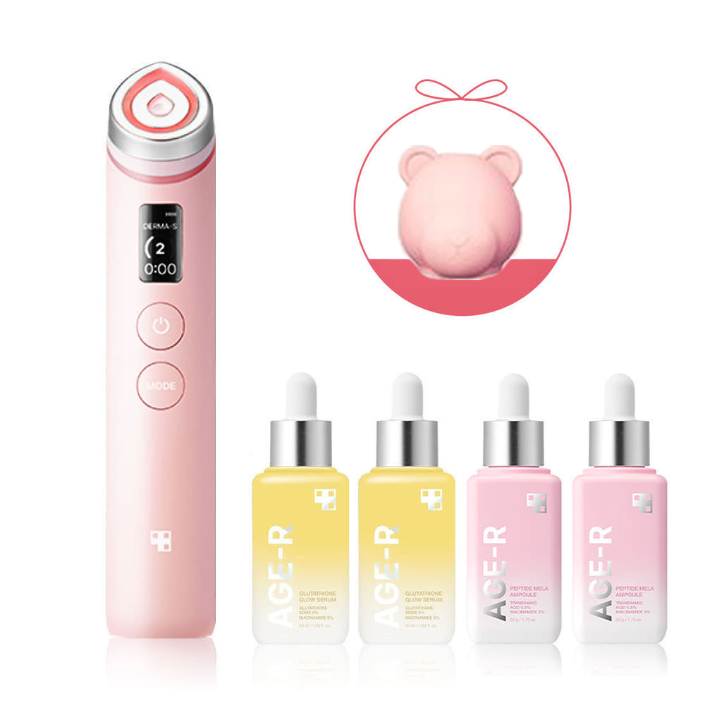 메디큐브 에이지알 부스터 프로(핑크)+글루타치온 앰플2 + 멜라캡처앰플2+곰돌이 헤드 핑크