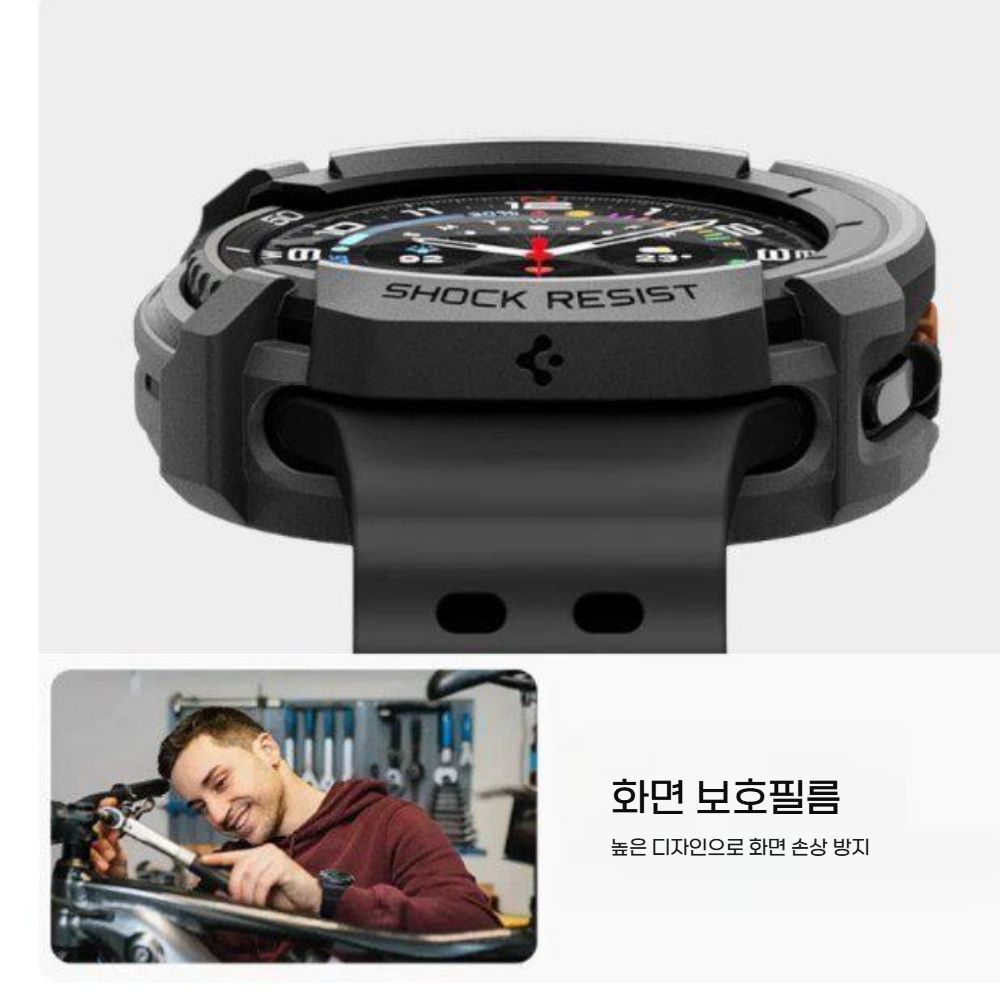 갤럭시워치8 클래식 울트라 스트랩 케이스 일체형 웨이브 메탈 버클 밴드 - 상세 이미지 2