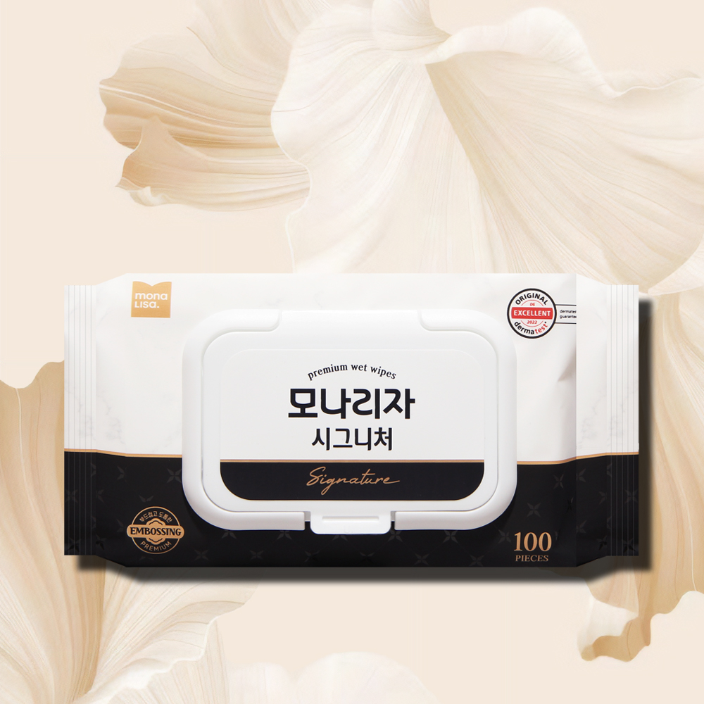 모나리자 시그니처 물티슈 캡형 100매 1팩 아기물티슈 유아 대용량 신생아 두꺼운