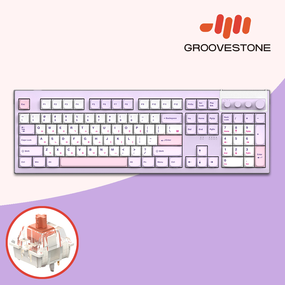 [오브제제공] 엠스톤 그루브스톤 GV10M 8K 무선키보드 퍼플러, 저소음 밀키S축, 38g