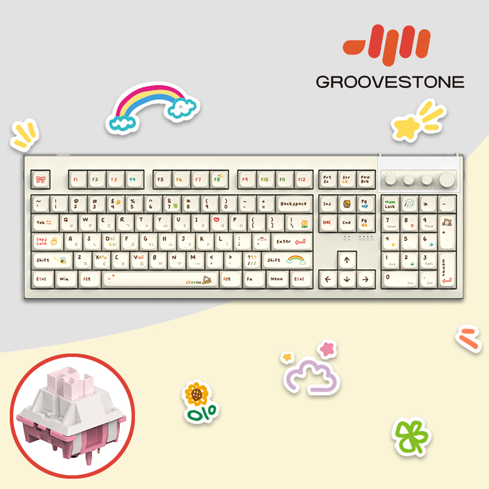 [오브제제공] 엠스톤 그루브스톤 GV10M 8K 무선키보드 따듯한크레용, 저소음 코랄축, 38g