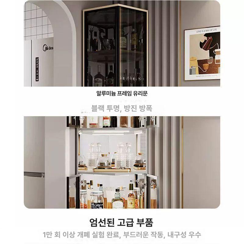 와인장 위스키 장식장 코너 술장 엔틱 수납 유리장 와인 양주 틈새 수납장 와인장식장 라이트럭셔리그레이 444x424x200 - 상세 이미지 3