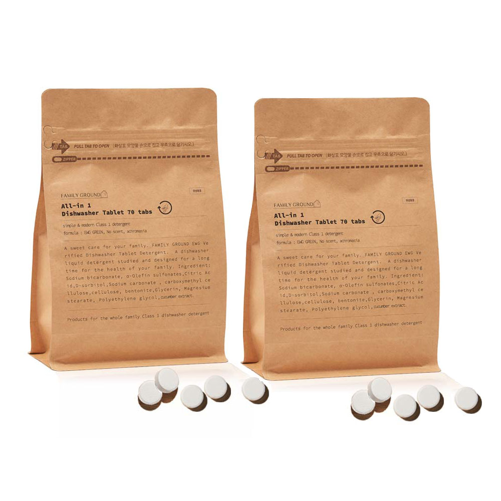 패밀리그라운드 식기세척기세제 올인원 젖병세척기겸용 식품첨가물 70개입, 2개 제품 이미지