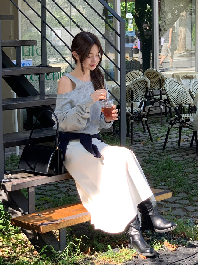 코튼 원숄더 루즈핏 맨투맨 ts4717 - 상세 이미지 4