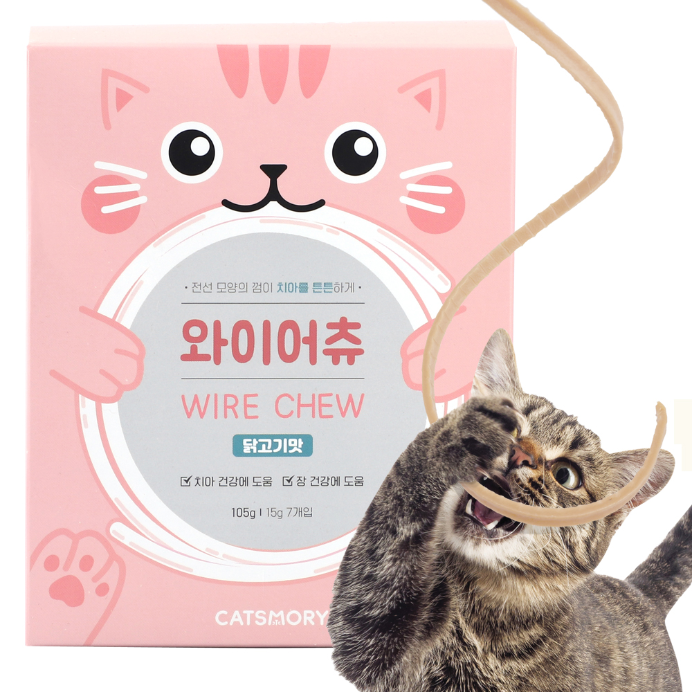 캣츠모리 와이어츄 고양이껌 덴탈껌 양치껌 치석제거 간식 닭고기, 105g, 1개 - 상품 이미지