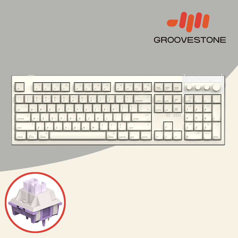 [오브제제공] 엠스톤 그루브스톤 GV10M 8K 무선키보드 애플라떼, 저소음 밀키축, 38g
