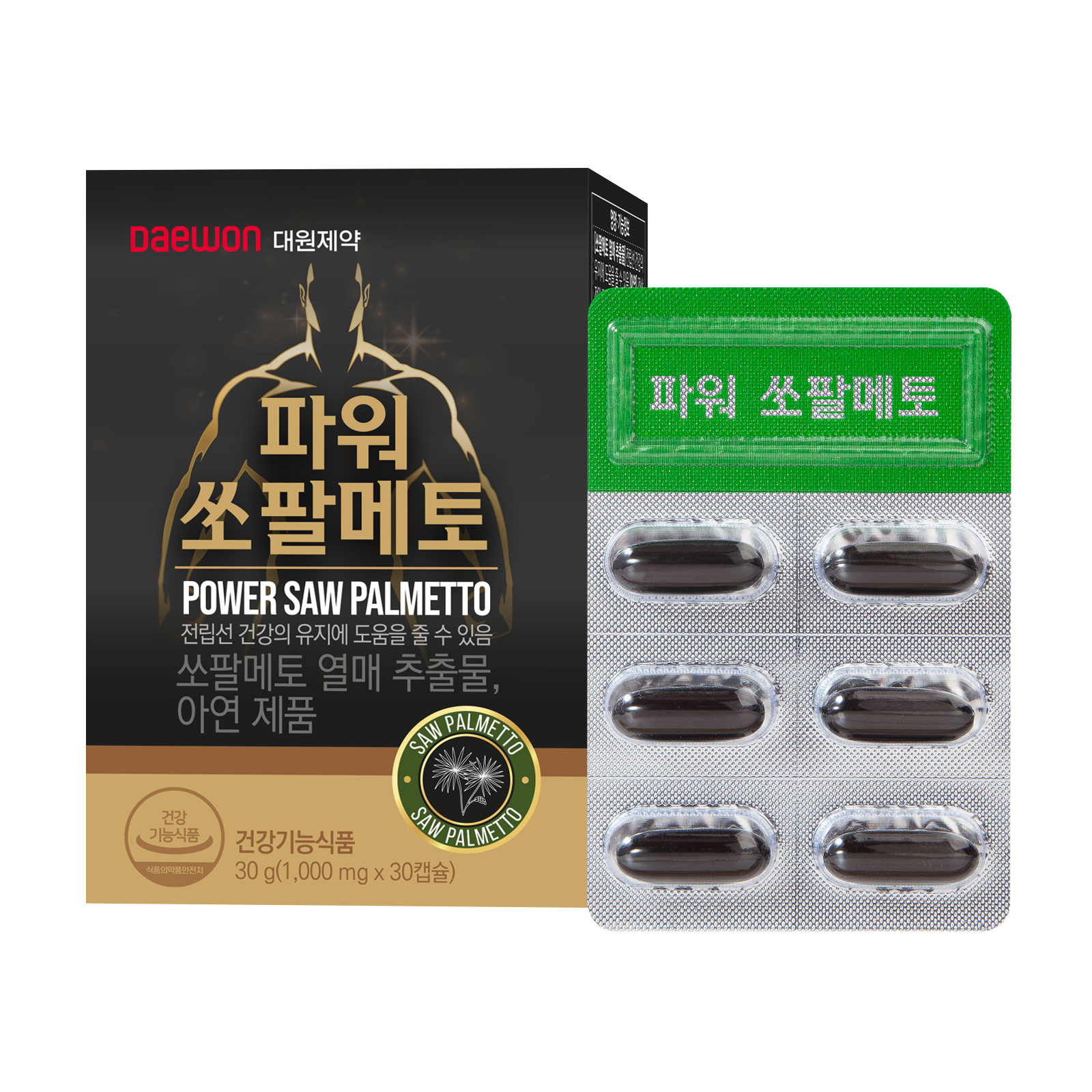 [대원제약] 파워쏘팔메토 1,000mg x 30캡슐 1개월분 전립선건강 남성활력 쏘팔메토 지구력 스태미너 - 상품 이미지