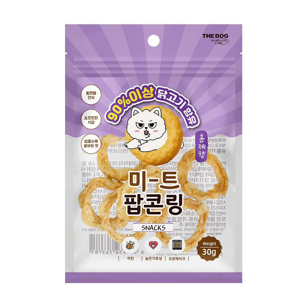더독 미트팝콘링 강아지 고기 간식 오븐베이크 치킨 우유맛, 30g, 1개 - 상세 이미지 5