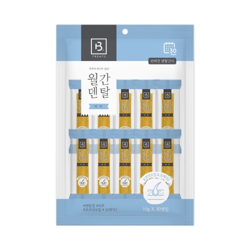 브리더랩 월간덴탈 강아지 반려견 개껌 가수분해 덴탈껌 간식 피부건강, 300g, 1개 - 메인 이미지
