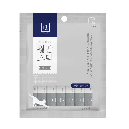브리더랩 월간스틱 고양이 반려묘 짜먹는 대용량 간식 대구, 11g, 30개 - 메인 이미지