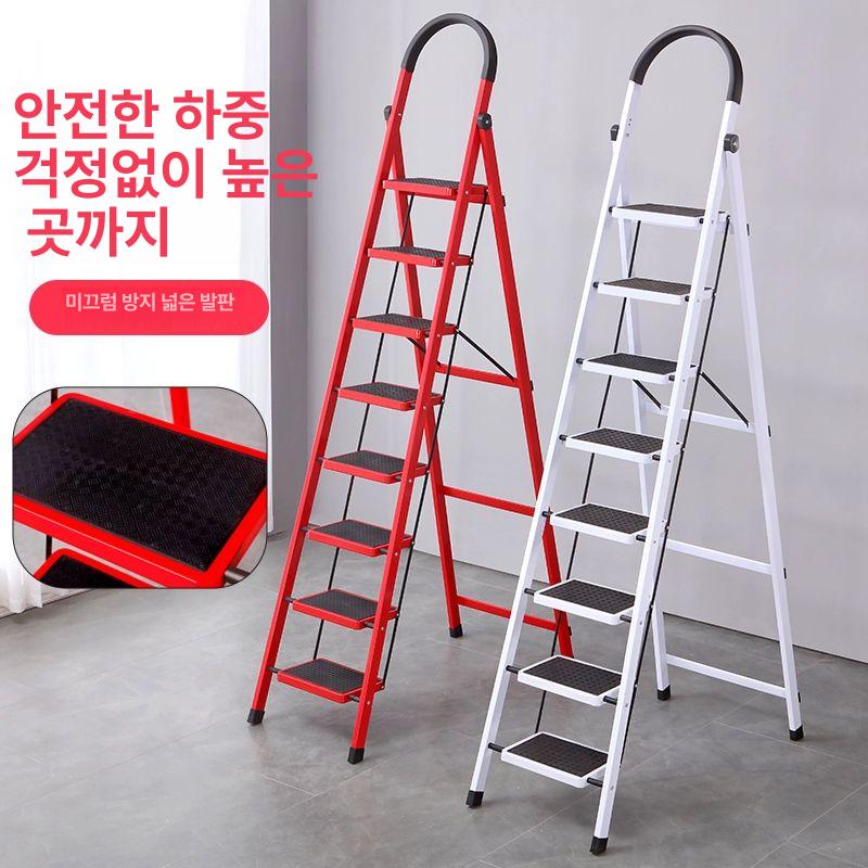 안전한 폴딩사다리 8단 레드 일자형 9단 작업발판 7단 두꺼운 레드 - 상세 이미지 2