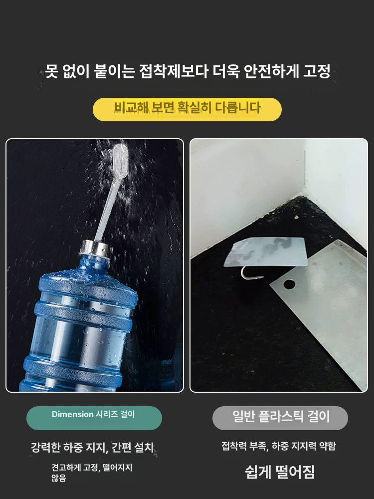부착식 스테인리스 건지기 다용도받침 다용도행거 미니식기건조대 벽옷걸이 벽걸이 부착옷걸이 강력 후크 하중 20kg 5개입 - 상세 이미지 4