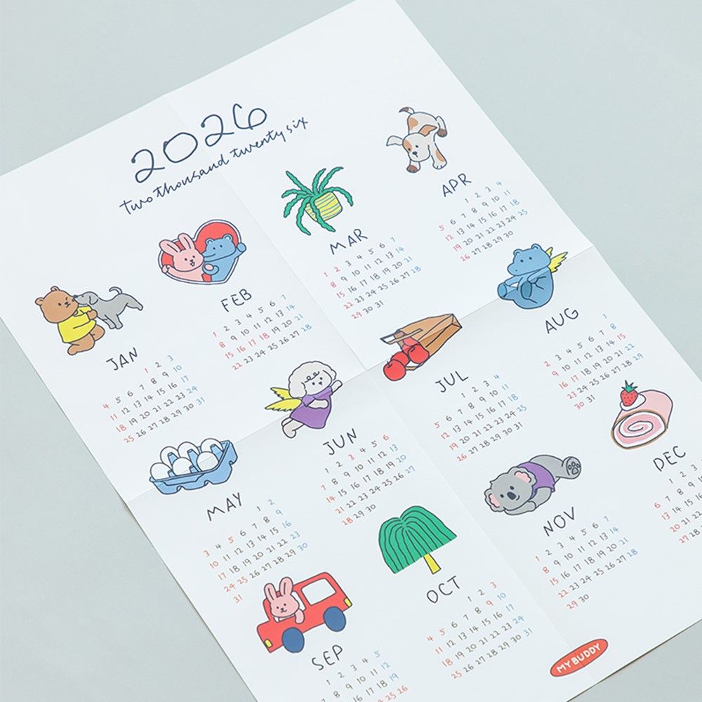 2026 한장 달력 A2 포스터 26년 벽달력 인테리어 캘린더 마이버디, 1개 - 상품 이미지