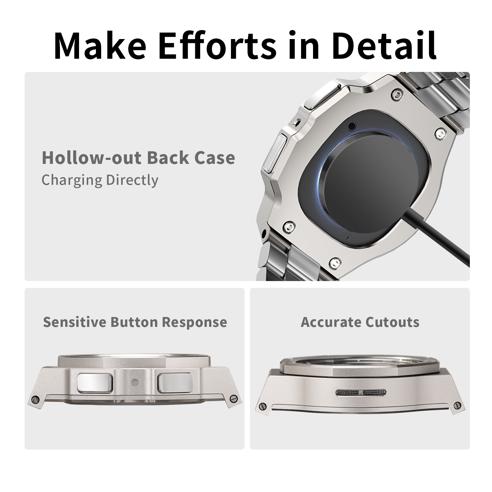 티타니즘 갤럭시워치8 44mm 명품 일체형 메탈 스트랩 케이스 커스텀 시계줄 밴드 - 상세 이미지 3