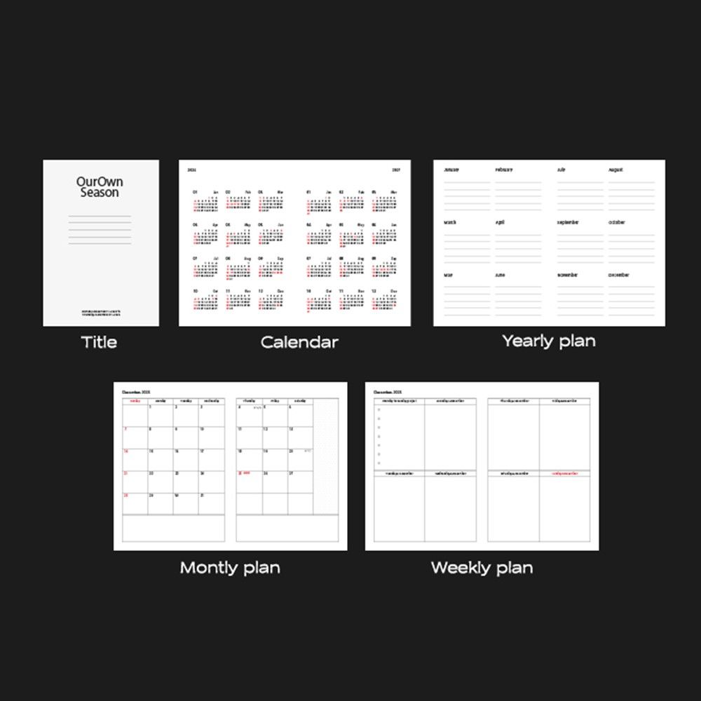 2026 아워오운시즌 다이어리 위클리 다이어리 주간 26년 하드커버 Red - 상세 이미지 4