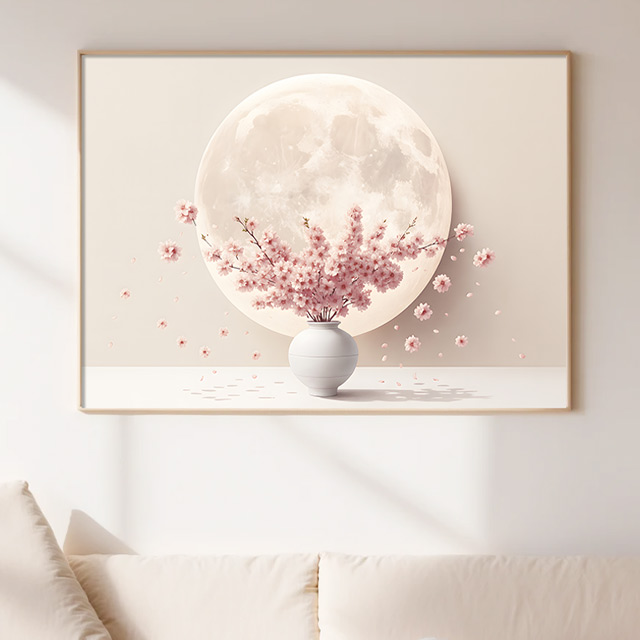 벚꽃 달항아리 인테리어 그림 꽃 액자 대형 캔버스 거실 현관 풍수 카페 집들이 개업선물 - 상세 이미지 2