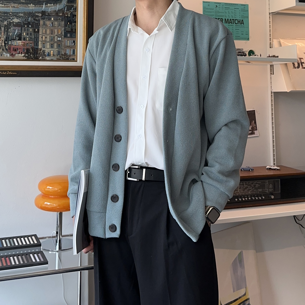 남자가디건 빅사이즈 커플 오버핏 정장 니트 가디건