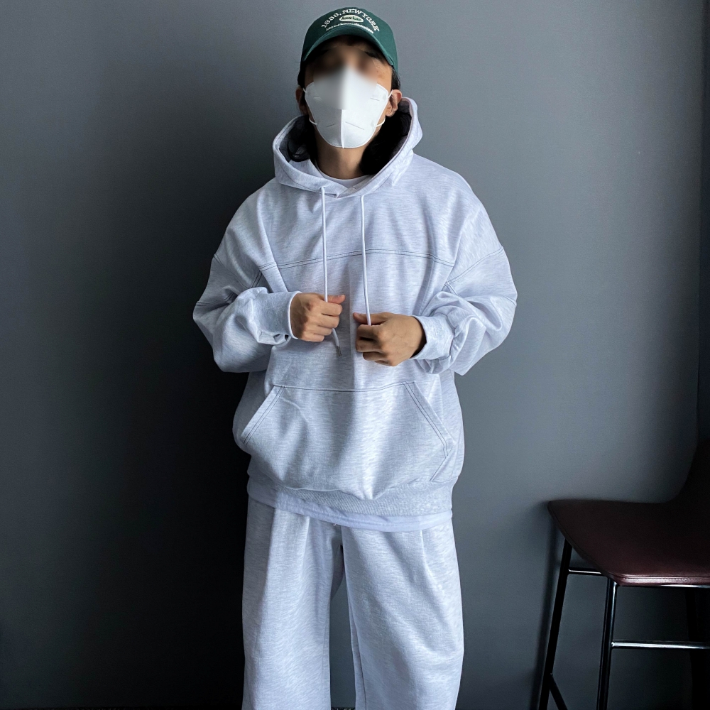 남자 합포 럭비 오버핏 후드티 헬스 트레이닝 세트 - 상세 이미지 5