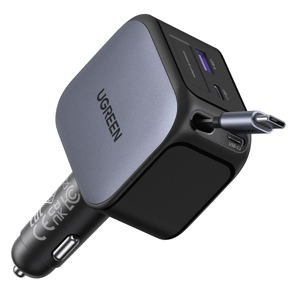 유그린 넥소드 릴케이블 시리즈 145W 차량용 시거잭 PD 고속 충전기 EC604