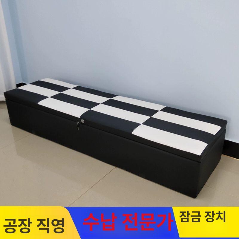 사람크기 대형 쇼파 개인 정리 벤치 흑백 잠금장치 비밀 수납벤치 벤치수납 벤치수납장 검정과 흰색 재고 수납 100x40cm 너비x31cm - 상세 이미지 2