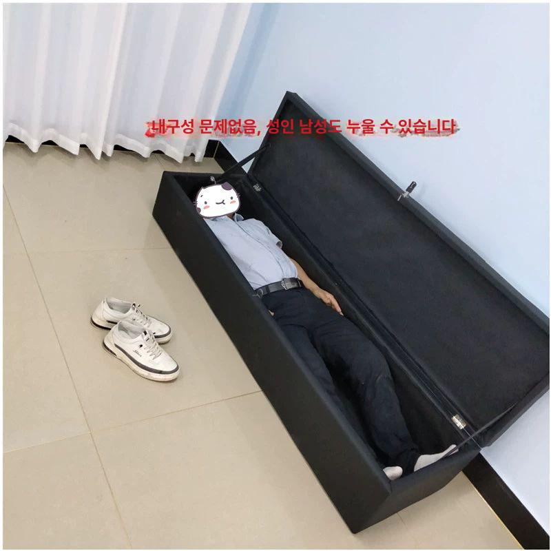 사람크기 대형 쇼파 개인 정리 벤치 흑백 잠금장치 비밀 수납벤치 벤치수납 벤치수납장 검정과 흰색 재고 수납 100x40cm 너비x31cm - 상세 이미지 3