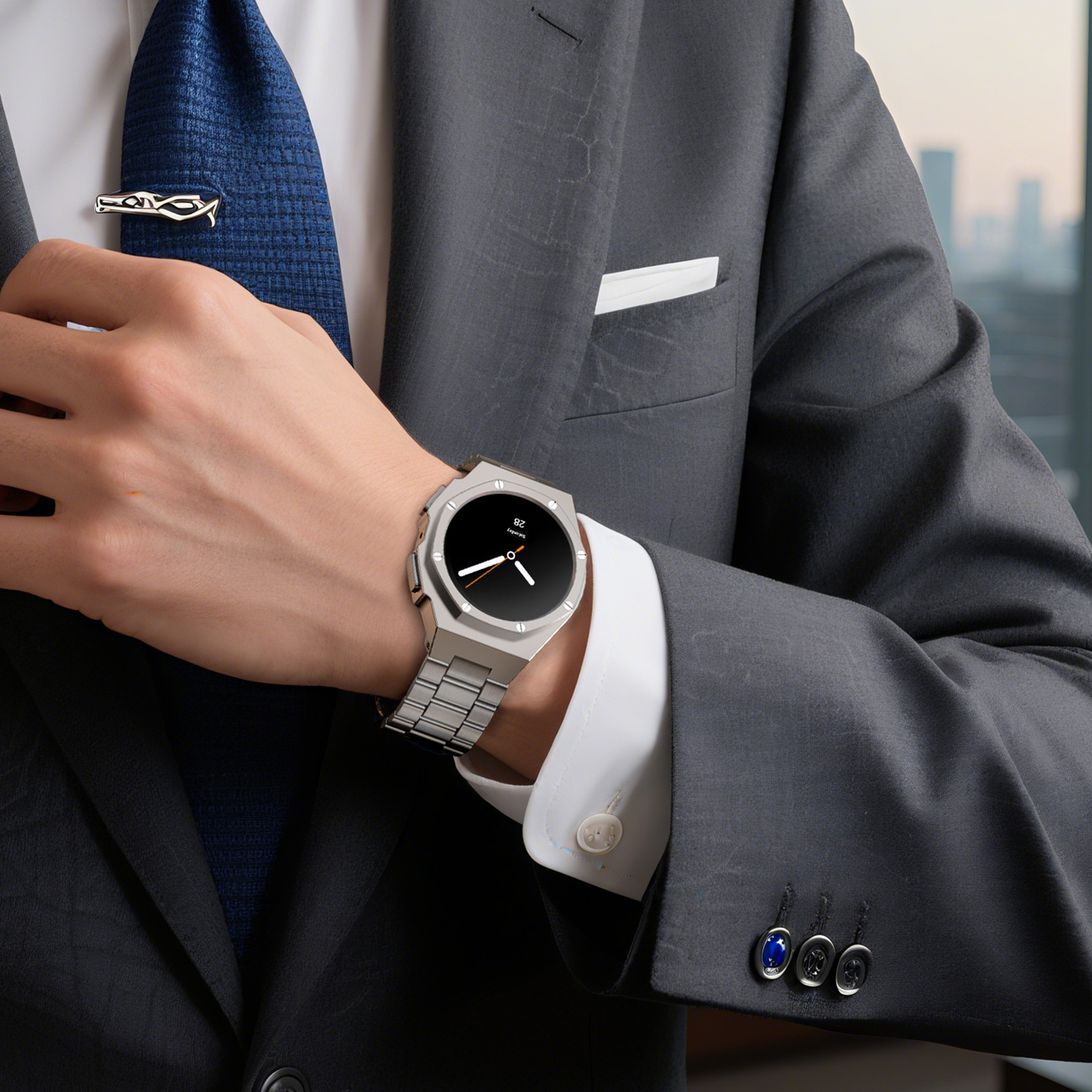 티타니즘 갤럭시워치8 44mm 명품 일체형 메탈 스트랩 케이스 커스텀 시계줄 밴드 - 상세 이미지 5