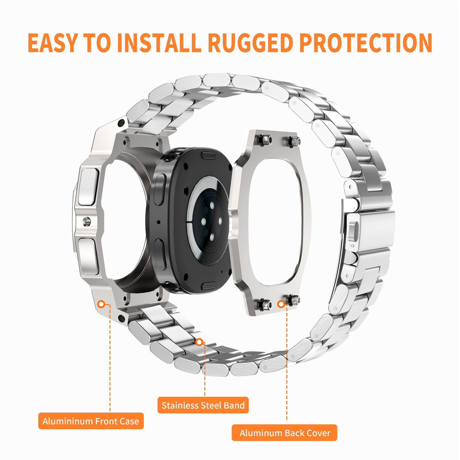 티타니즘 갤럭시워치8 44mm 명품 일체형 메탈 스트랩 케이스 커스텀 시계줄 밴드 - 상세 이미지 2