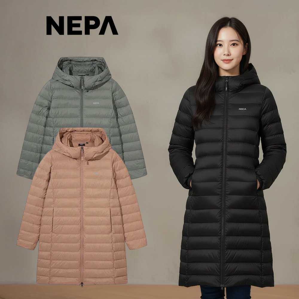 네파 경량패딩 여자 롱 구스다운 경량 거위털 패딩 점퍼