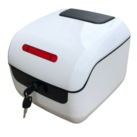 [해외]전기자전거/오토바이 배달 탑박스 ─ 방수 하드 트렁크(LED/반사띠) 중형 트렁크 실버