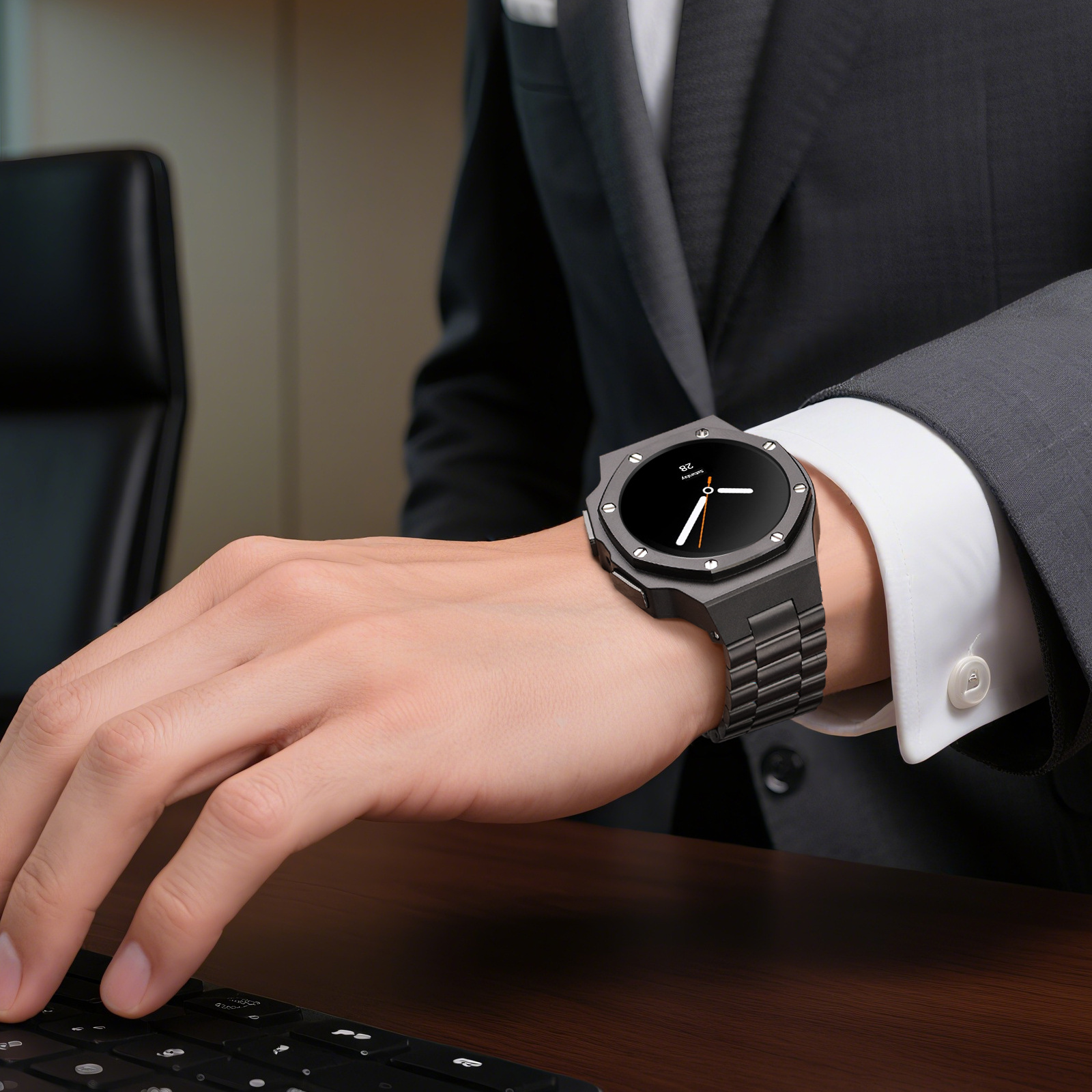 티타니즘 갤럭시워치8 44mm 명품 일체형 메탈 스트랩 케이스 커스텀 시계줄 밴드 - 상세 이미지 4