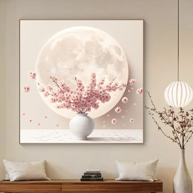 벚꽃 달항아리 인테리어 그림 꽃 액자 대형 캔버스 거실 현관 풍수 카페 집들이 개업선물 - 상세 이미지 3