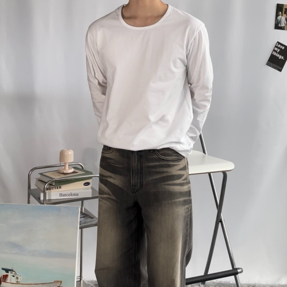 남자 유넥 기본 긴팔 티셔츠 (3color) 이미지 8