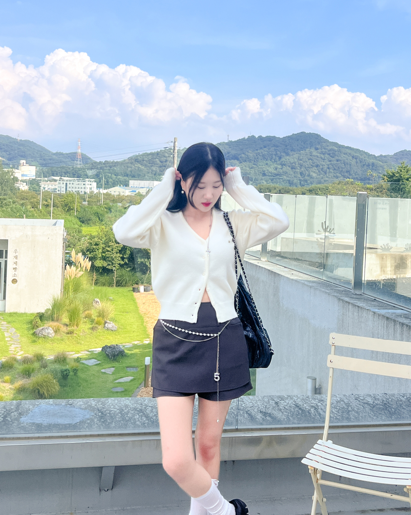 도톰브이넥가디건 울가디건 핑크가디건 - 상세 이미지 4