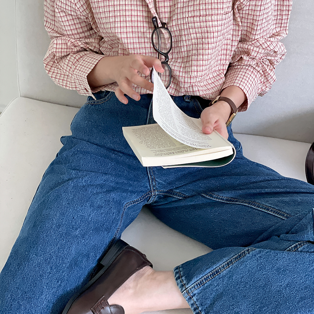 여성일자청바지 그레이진 흑청바지 진청데님 중청 - 상세 이미지 3