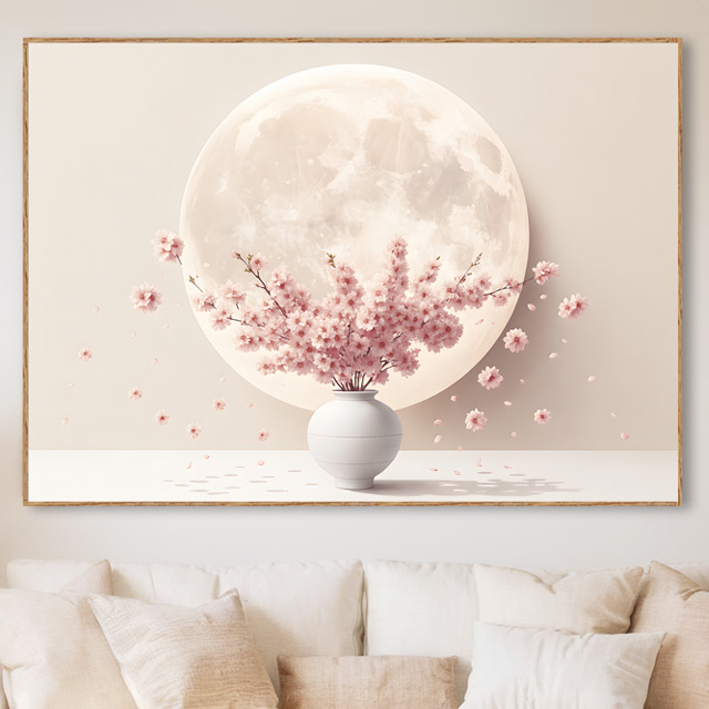 벚꽃 달항아리 인테리어 그림 꽃 액자 대형 캔버스 거실 현관 풍수 카페 집들이 개업선물 - 상세 이미지 4