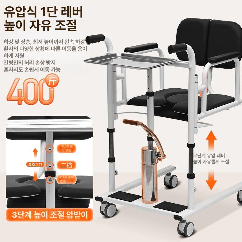 환자이동 유압리프트 요양원 보행 유압 이동 목욕 환자리프트 운반 이동식 보조기구 병원 스탠딩 프레임+유압식 L-리프트 블루 - 상세 이미지 4
