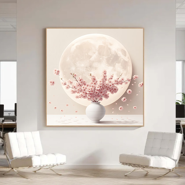벚꽃 달항아리 인테리어 그림 꽃 액자 대형 캔버스 거실 현관 풍수 카페 집들이 개업선물 이미지 7