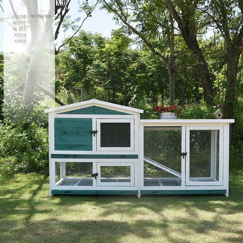 토끼 울타리 야외 조립식 간이중문 창고 간이흙막이 옐로우 소형 1200x630x950mm - 상세 이미지 3