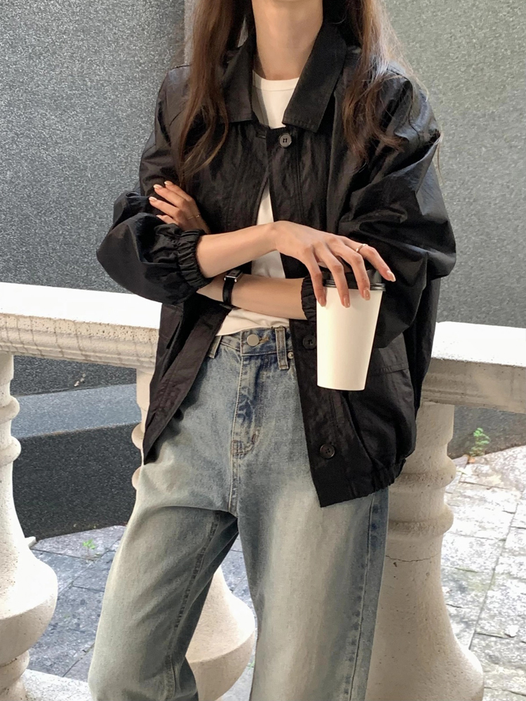 오버핏 카라넥 여성 블루종 패딩 야상 점퍼 가을 간절기 아우터 여자 항공점퍼 바람막이 - 상세 이미지 3