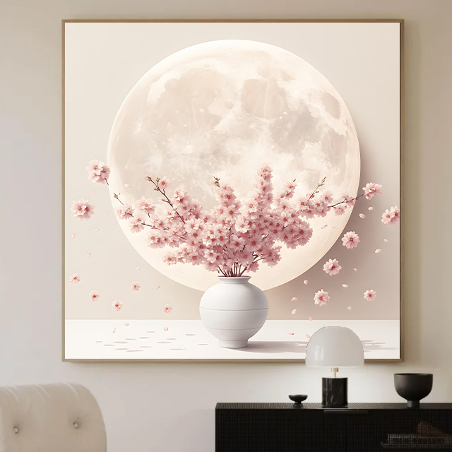 벚꽃 달항아리 인테리어 그림 꽃 액자 대형 캔버스 거실 현관 풍수 카페 집들이 개업선물 - 상세 이미지 5