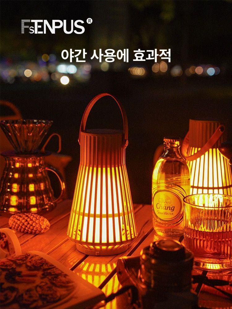 휴대용 불멍 스피커 차박 고출력 불꽃 야외 랜턴 캠핑등 실내 인테리어 거실 무드등 불꽃조명 2개 TWS 2000mAh 360도 - 상세 이미지 4